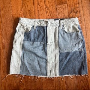 Patchwork denim skirt